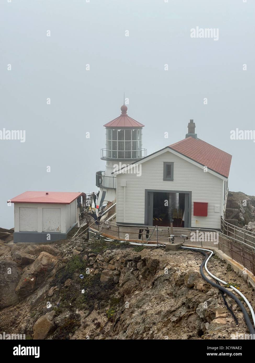 Foggy Lighthouse at Point Reyes National Seashore, California - Smartphone Captured Stock Image