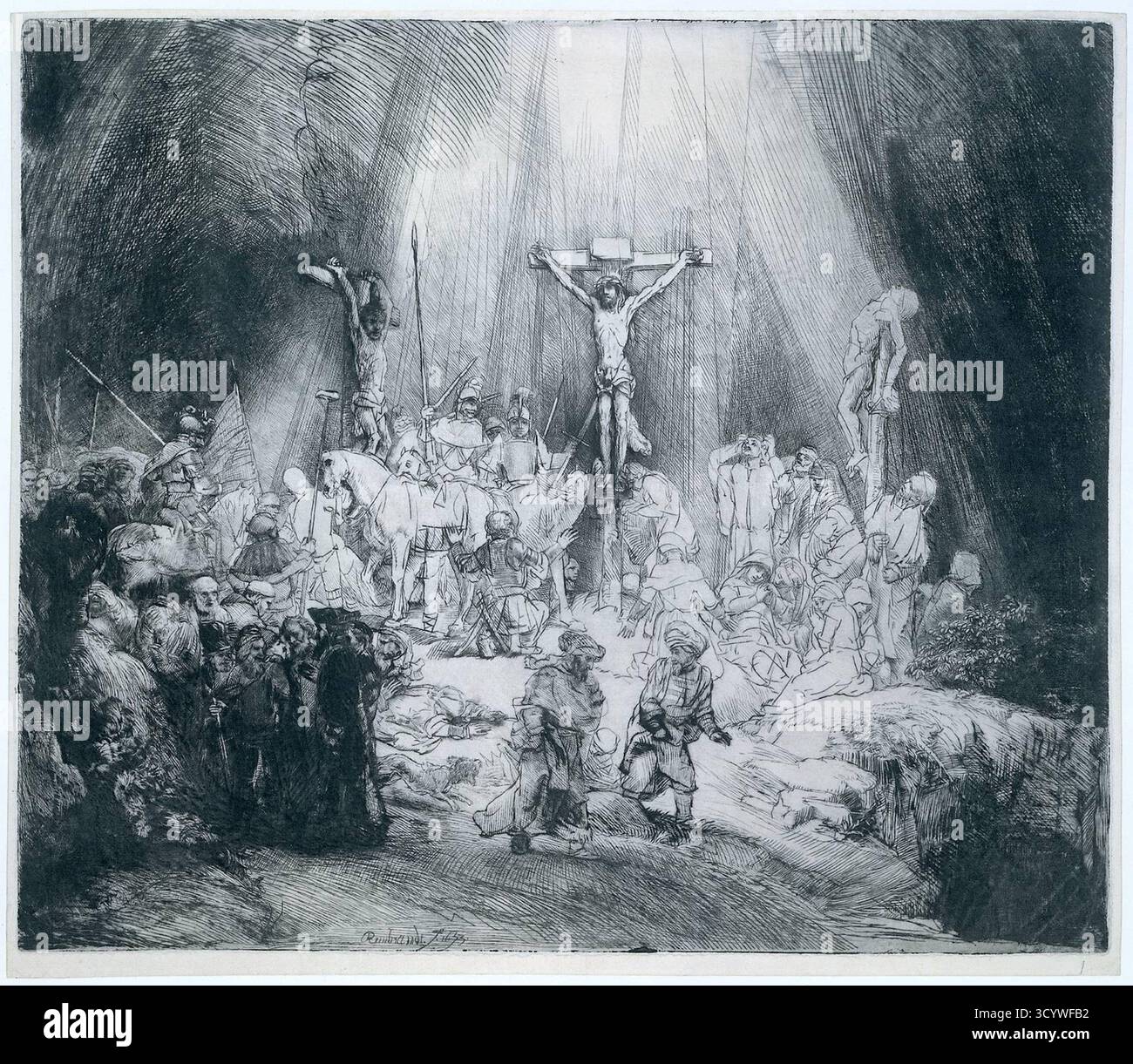 The three crosses by rembrandt hi-res stock photography and images