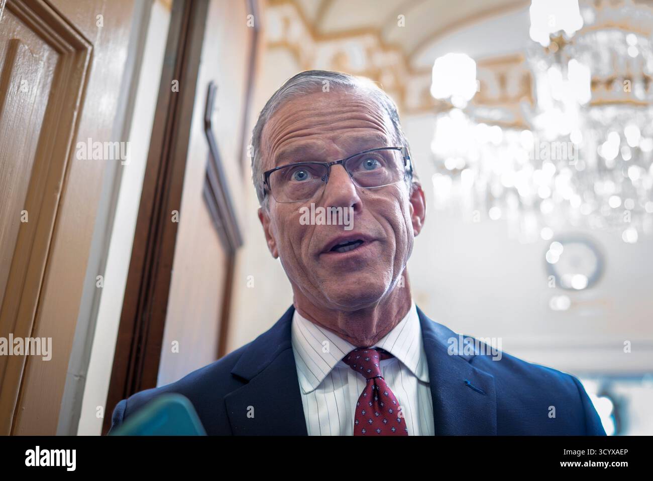 Senate Majority Leader John Thune, R-S.D., pauses in his office doorway ...