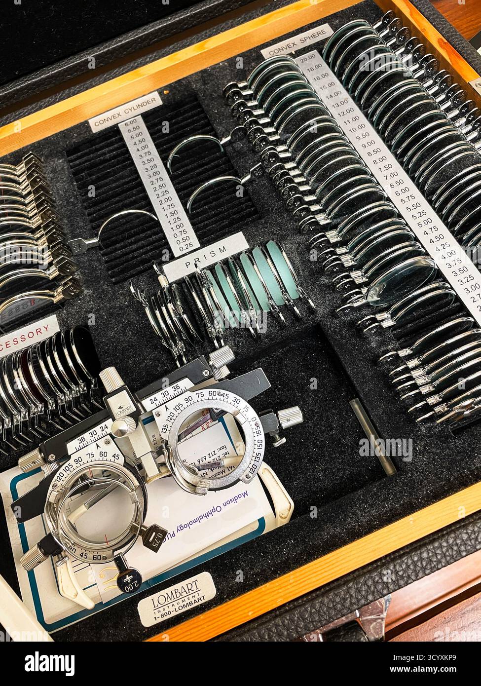 Still life of a lens test set in an ophthalmology office, 2025, New York City, United States - Smartphone Captured Stock Image