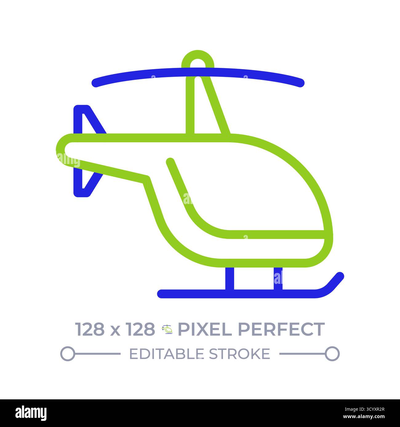 Helicopter pixel perfect two color line icon Stock Vector