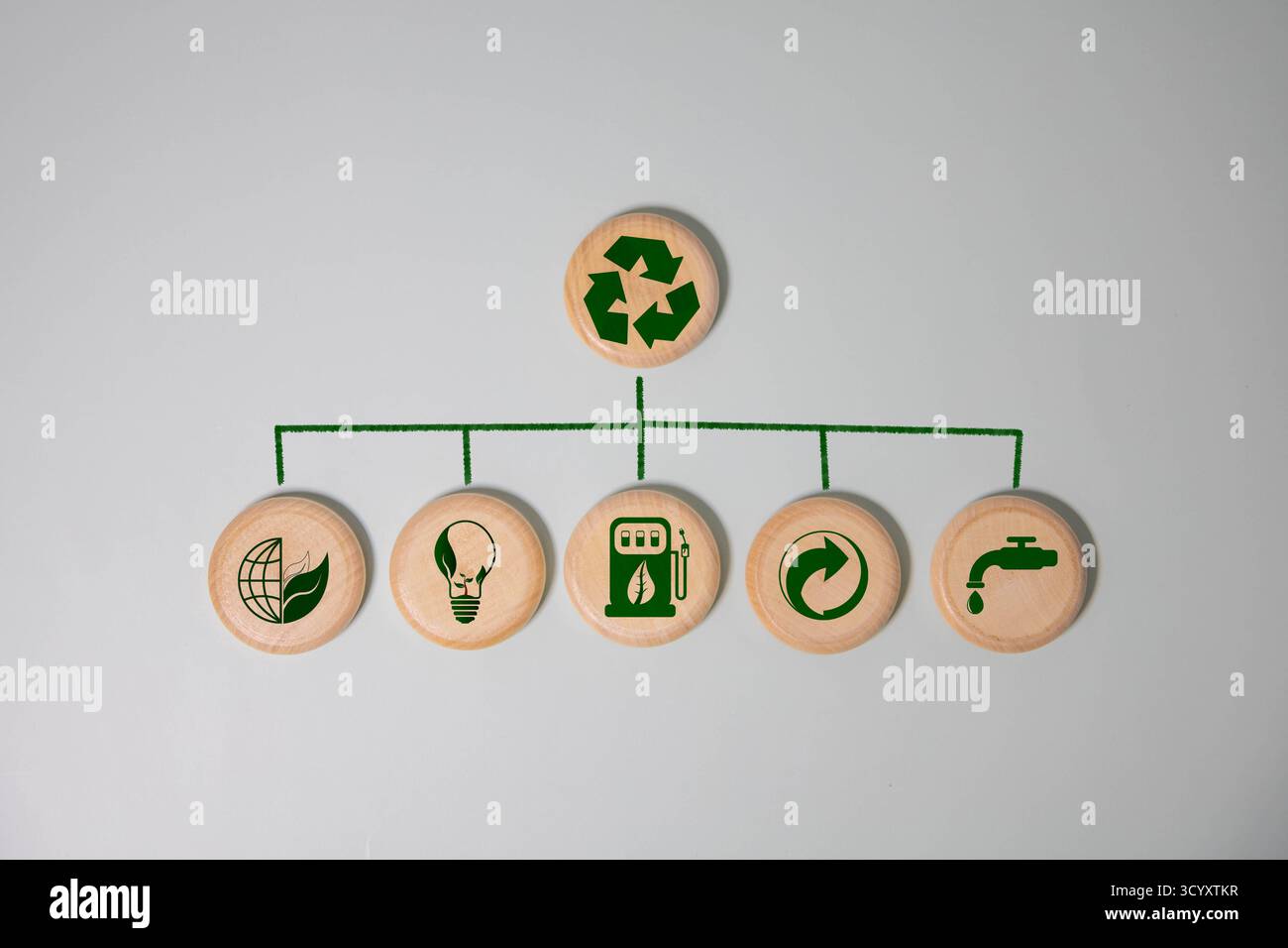 A symbol of waste recycling with green leaves. Environmental protection ...