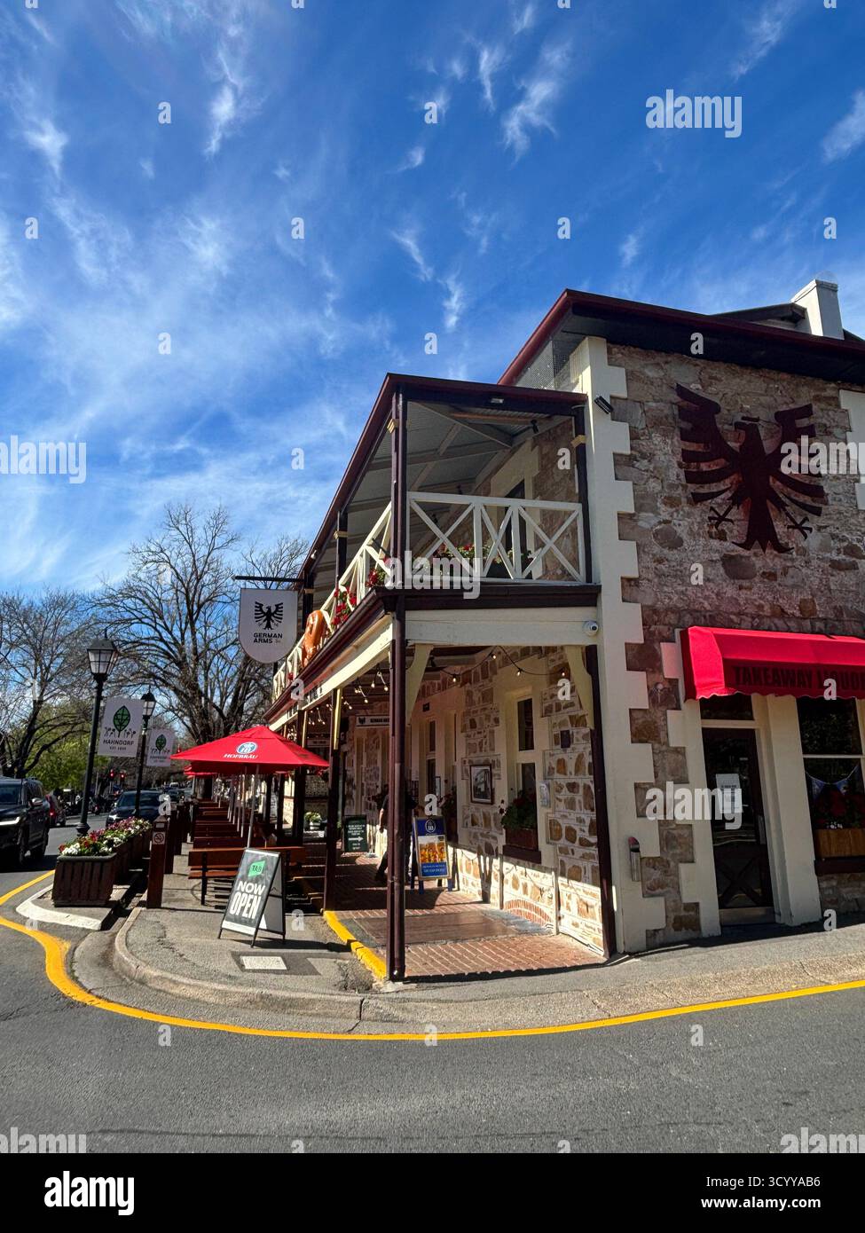 The German Arms, pub in Hahndorf, Adelaide Hills, South Australia. No MR or PR - Smartphone Captured Stock Image