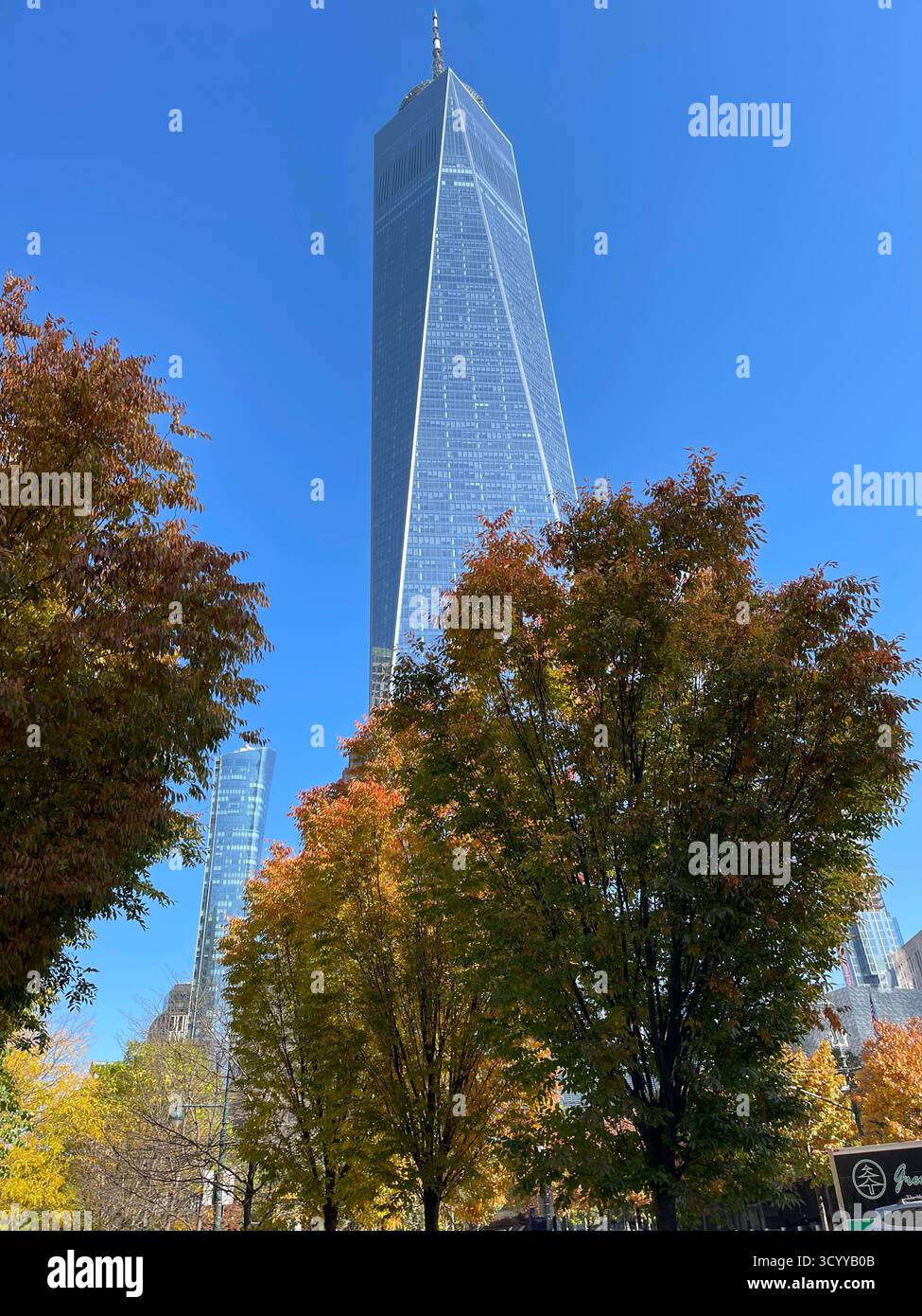 One World Trade Center towering over the Lower Manhattan skyline, New York City, USA. - Smartphone Captured Stock Image