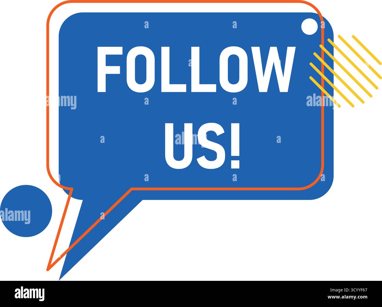 Modern blue button with text Follow Us. Conversational speech bubble with call to action, social media follow vector element Stock Vector