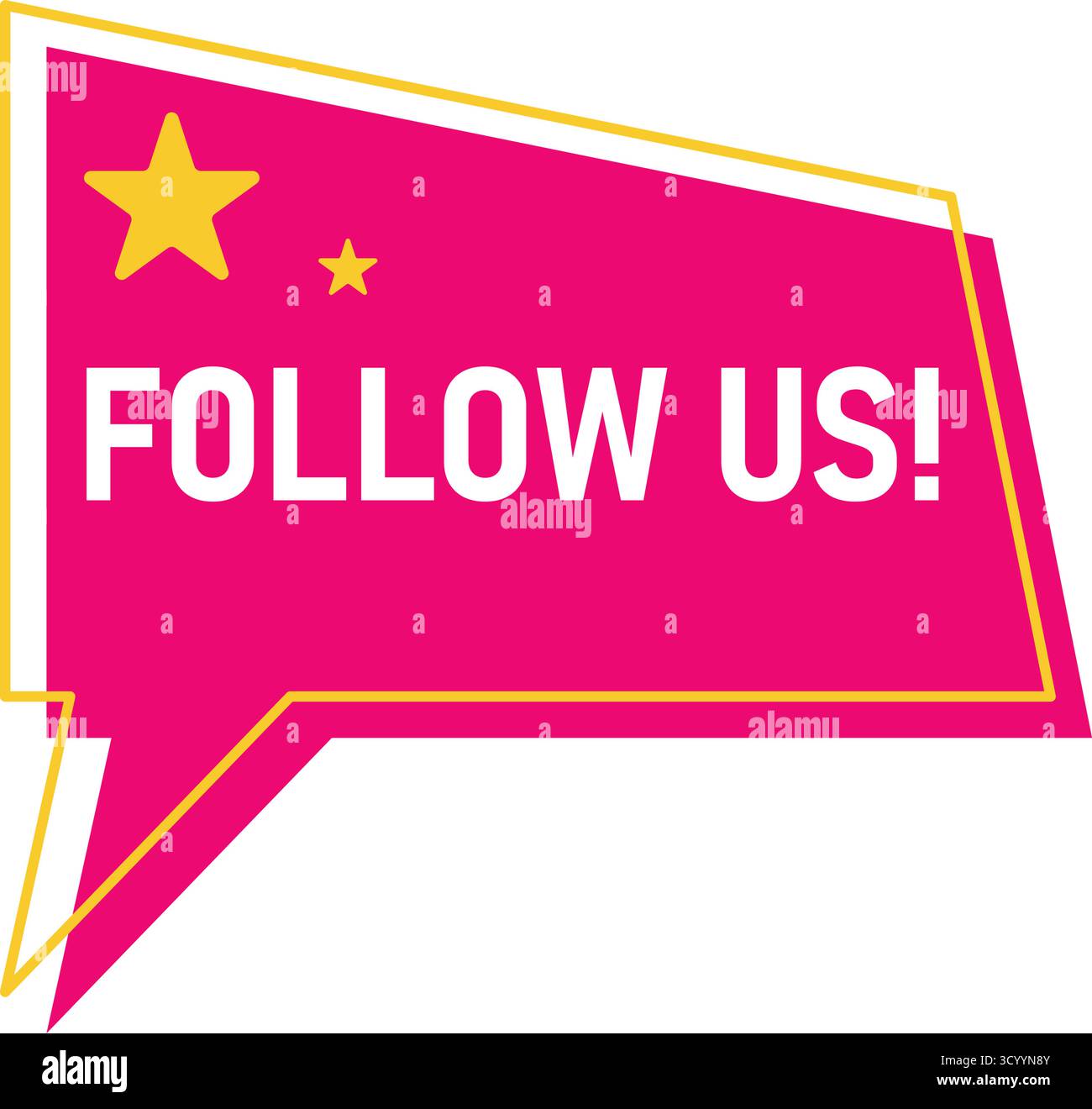 Contemporary bright button with text Follow us. Composite block with ...