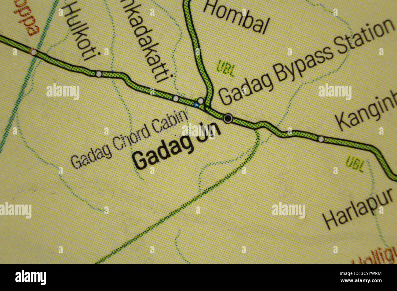 Gadag Jn - India Railways junction schematic transport map train station in  atlas style town or city name Stock Photo - Alamy