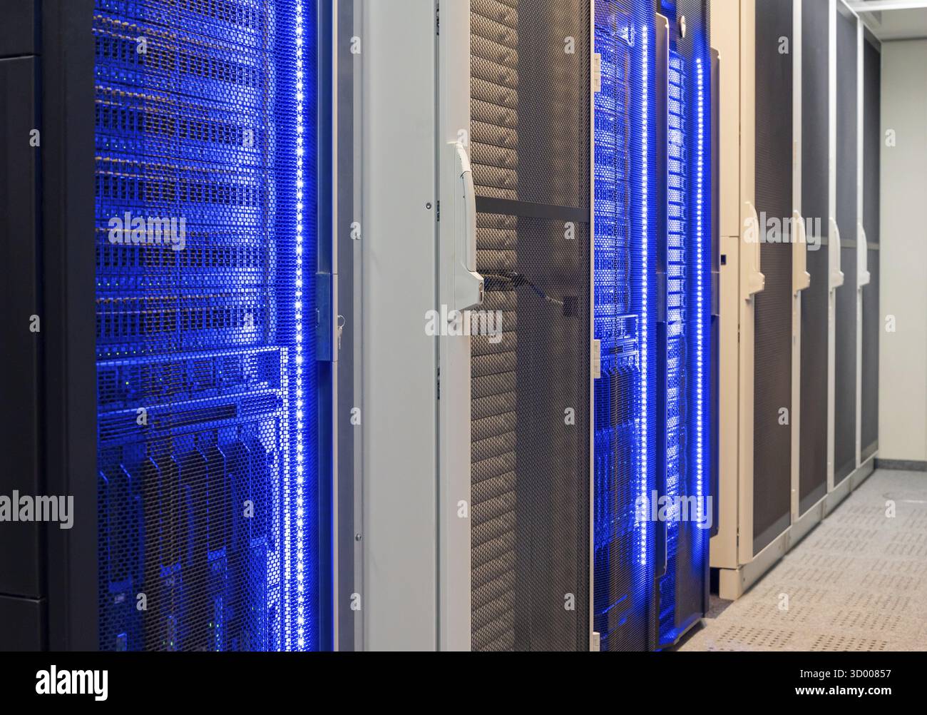 Server racks with built-in servers in a data center Server racks with ...