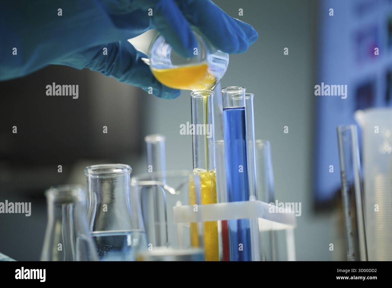 Photography of laboratory chemical tests with tubes at desk Stock Photo ...