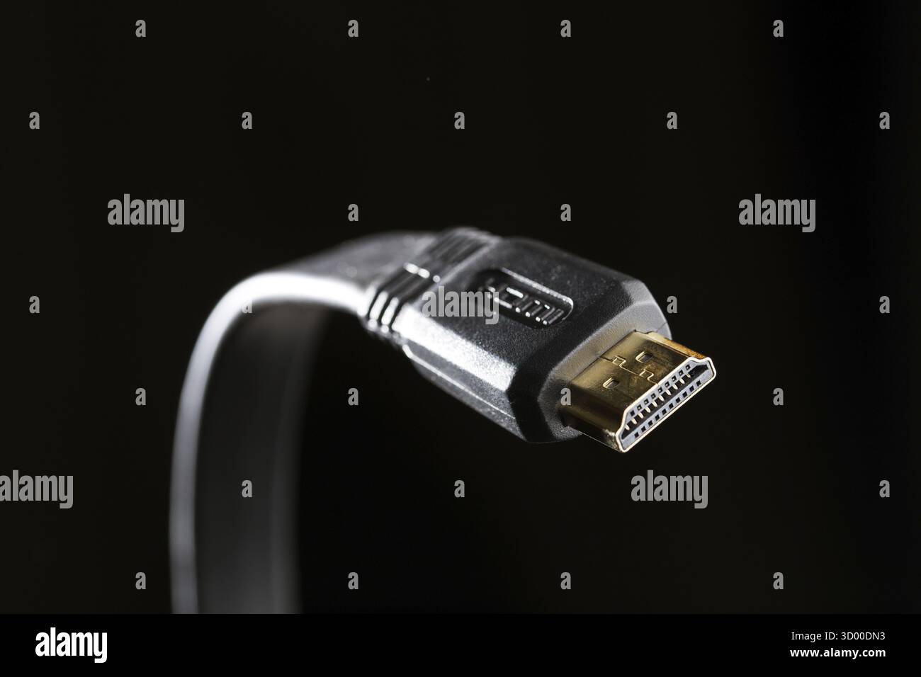 Usb cable isolated on black blank background Stock Photo