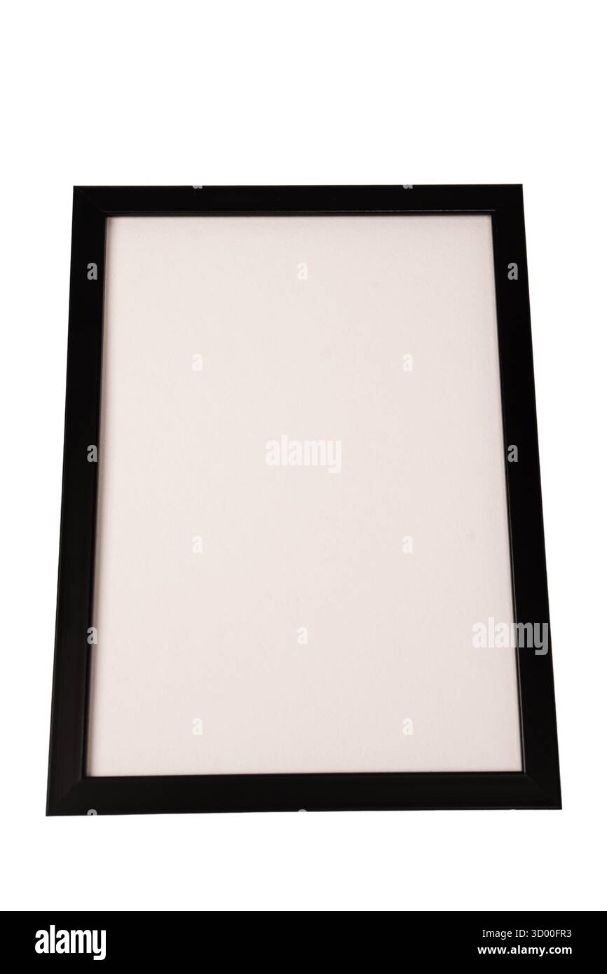 Black empty photo frame isolated on a white background. Stock Photo