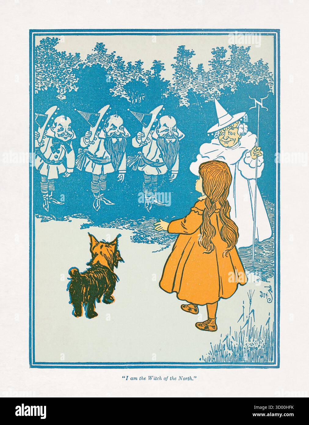 Illustration depicting Dorothy meeting Witch of the North from 'The wonderful Wizard of Oz', a children's novel written by Lyman Frank Baum Stock Photo