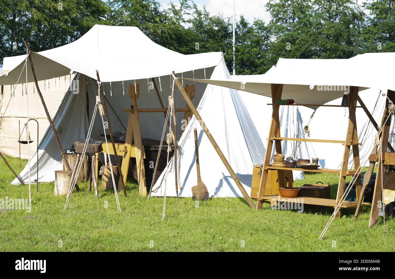 Tent camp and market stand at a medieval spectacle Tent Camp and Market ...