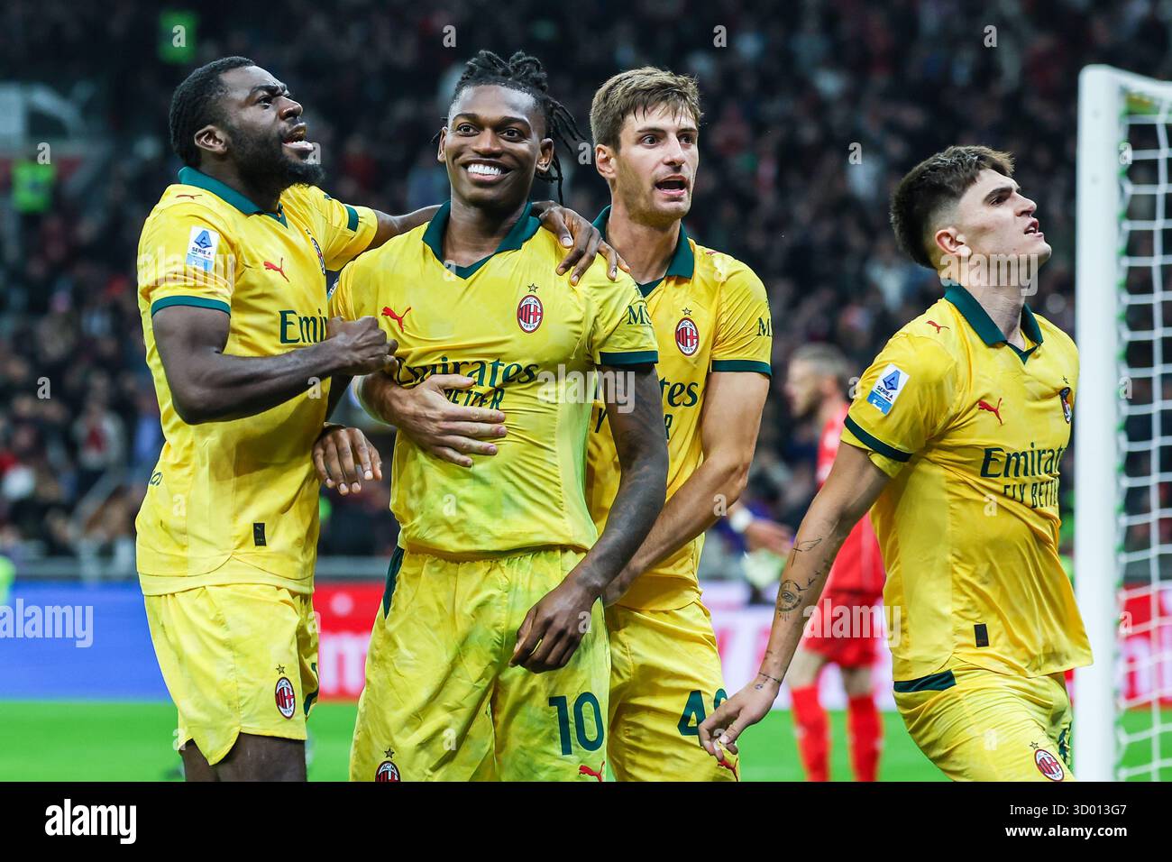 Rafael Leao of AC Milan celebrates with his teammates after scoring a ...