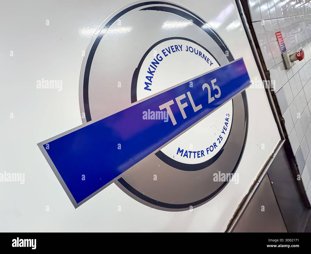 TfL at 25 years Roundel at Euston Underground Station - TfL is 25 Years Old - Smartphone Captured Stock Image