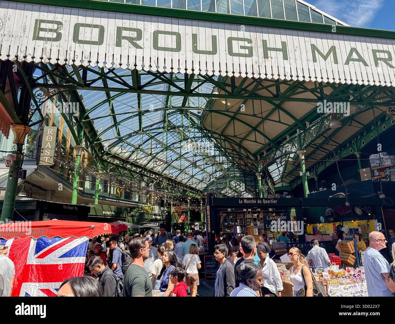 London, England, UK - 4 July 2025: Crowds of people visiting Borough Market in central London. - Smartphone Captured Stock Image