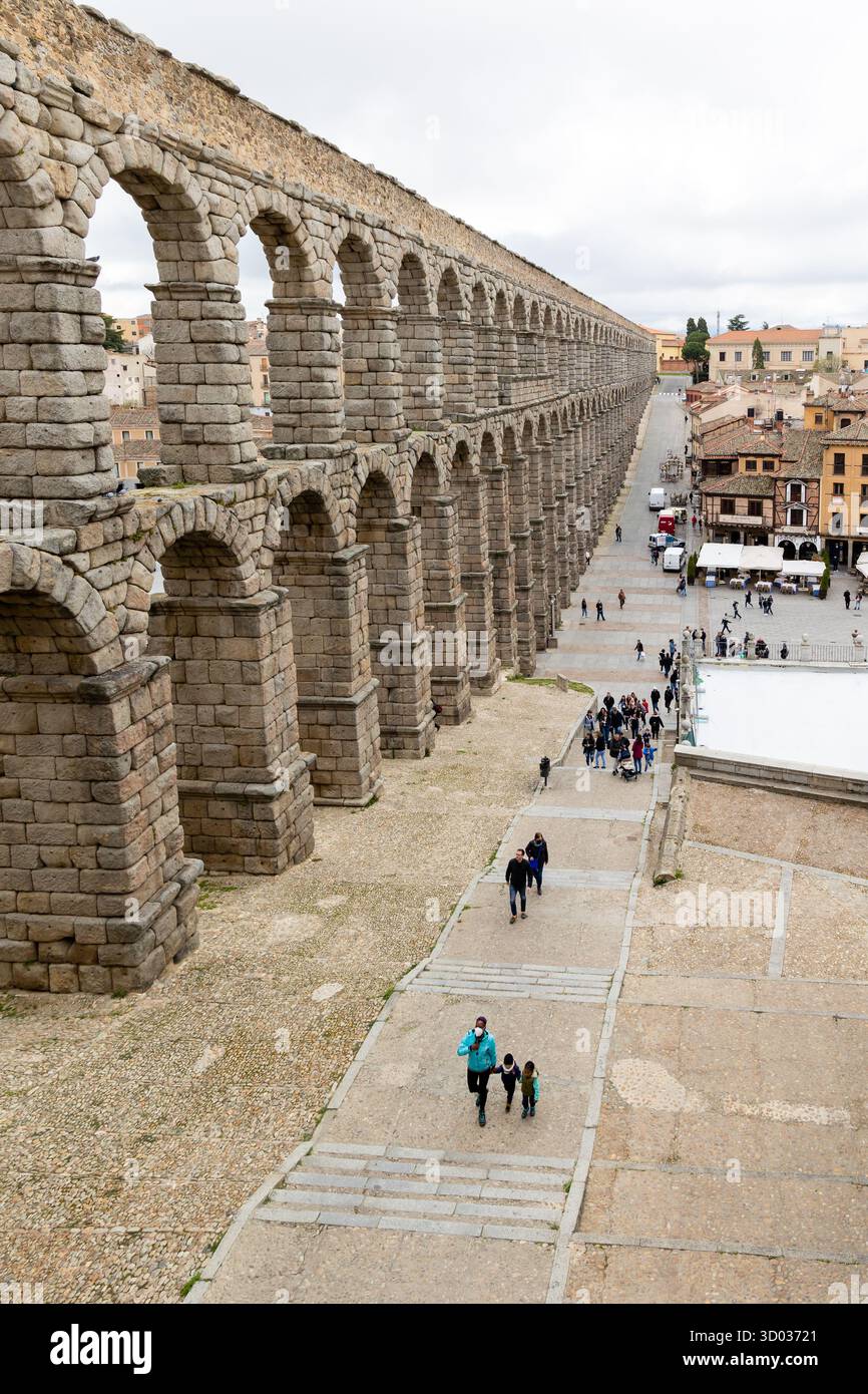 The ancient Roman aqueduct of Segovia, one of the best-preserved ...