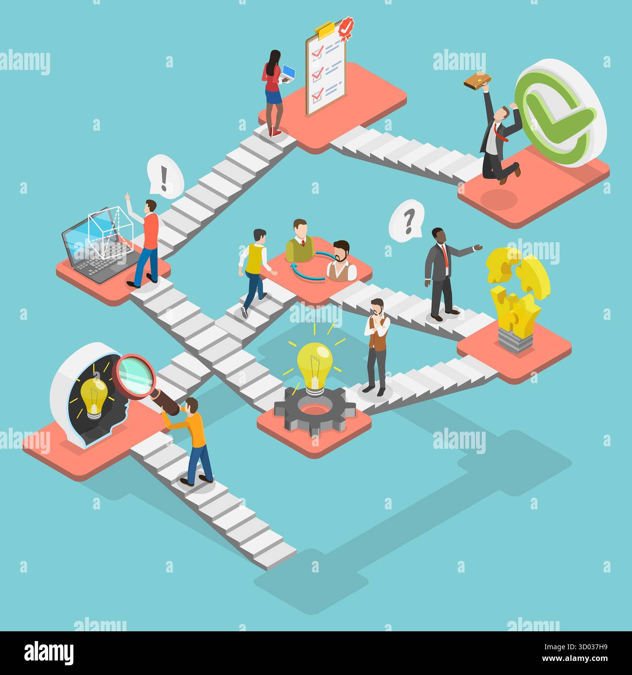 3D Isometric Flat Illustration of Design Thinking, Idea, Brainstorming ...