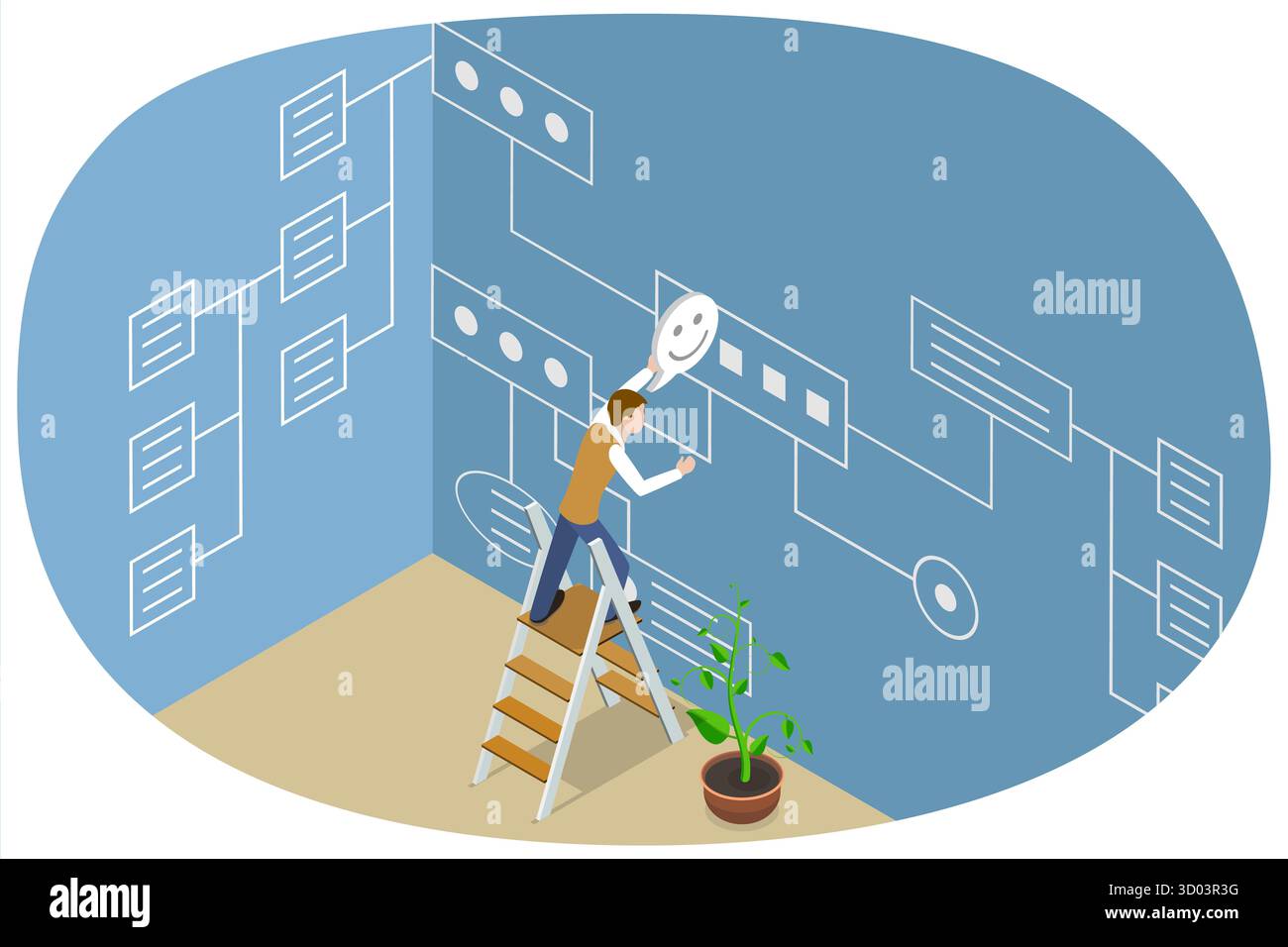 3D Isometric Flat Illustration of Workflow Process Or Scheme, Algorithm ...