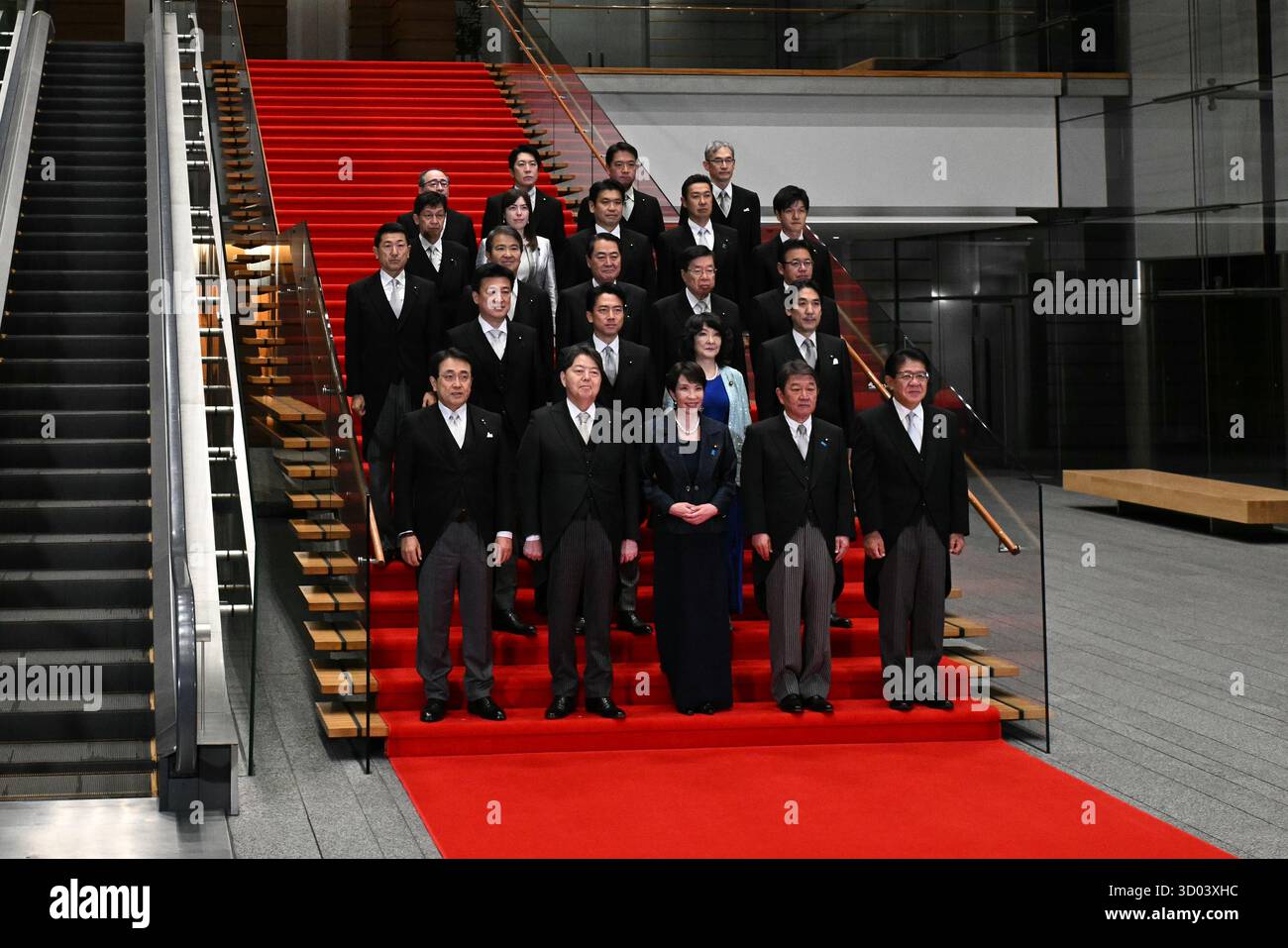 Japan's new Prime Minister Sanae Takaichi, center first row, poses ...