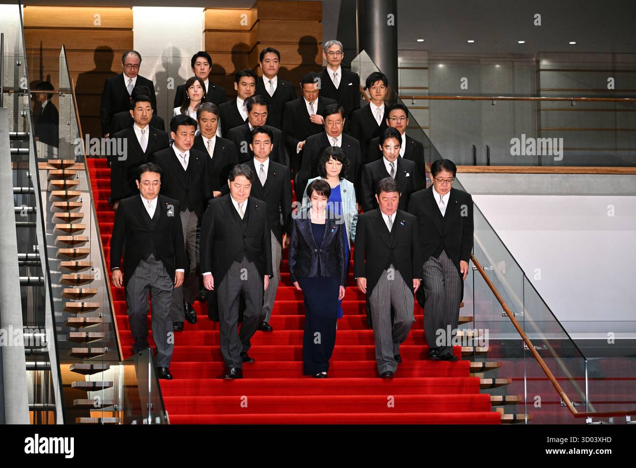 Japan's new Prime Minister Sanae Takaichi, center first row, poses ...