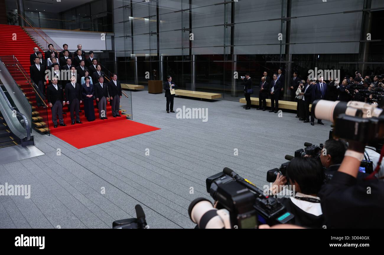 Japanese Prime Minister Sanae TAKAICHI (front, third from left) and ...