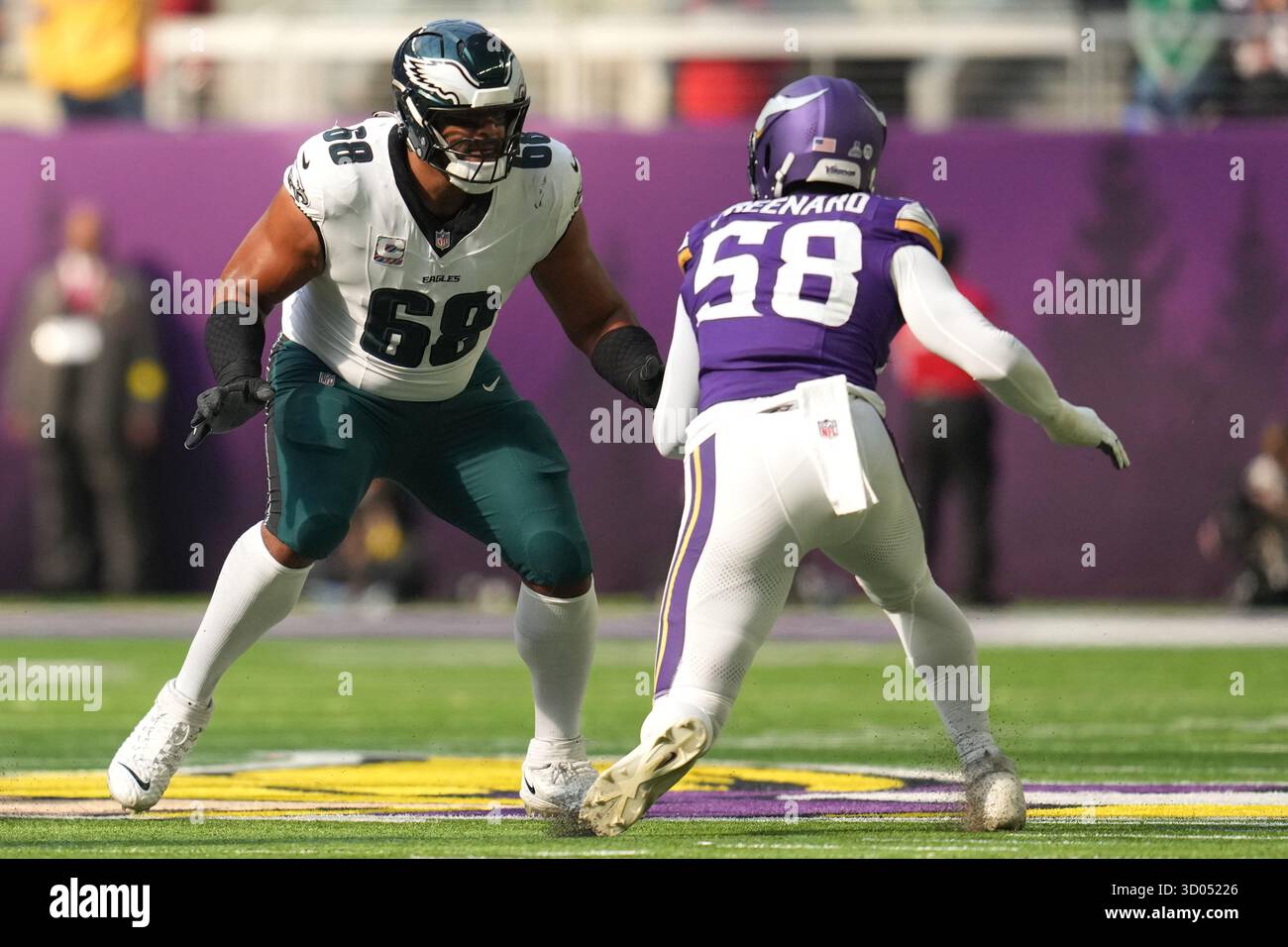 Philadelphia Eagles offensive tackle Jordan Mailata (68) blocks against ...