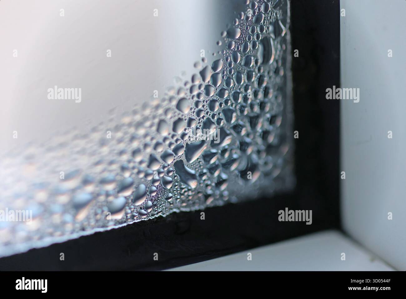 Close-up shot of condensation water droplets on window glass Stock ...