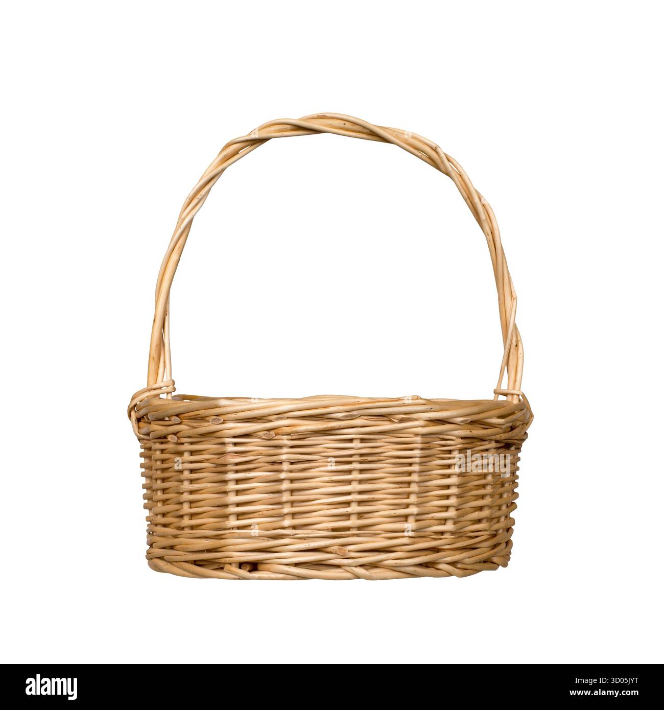 Hand Made Wicker Basket Isolated on White Background Stock Photo