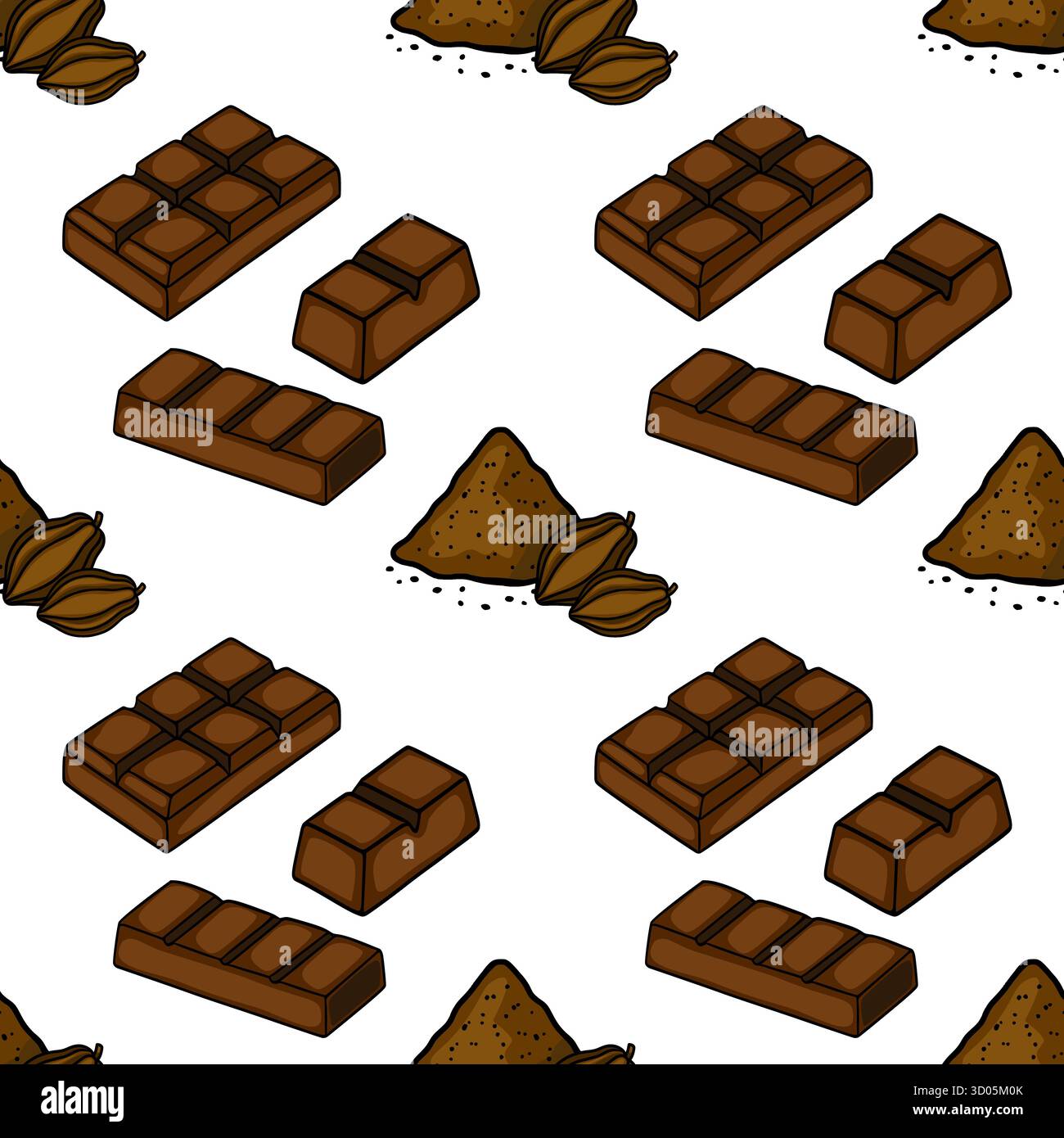 Seamless vector pattern of rich dark chocolate bars and cocoa beans ...