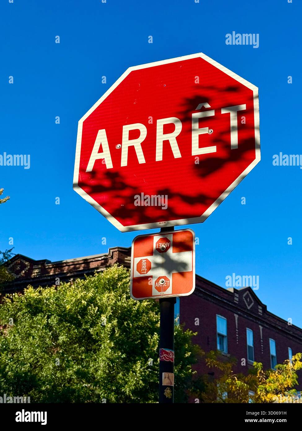 Stop sign in French, Montreal Canada - Smartphone Captured Stock Image