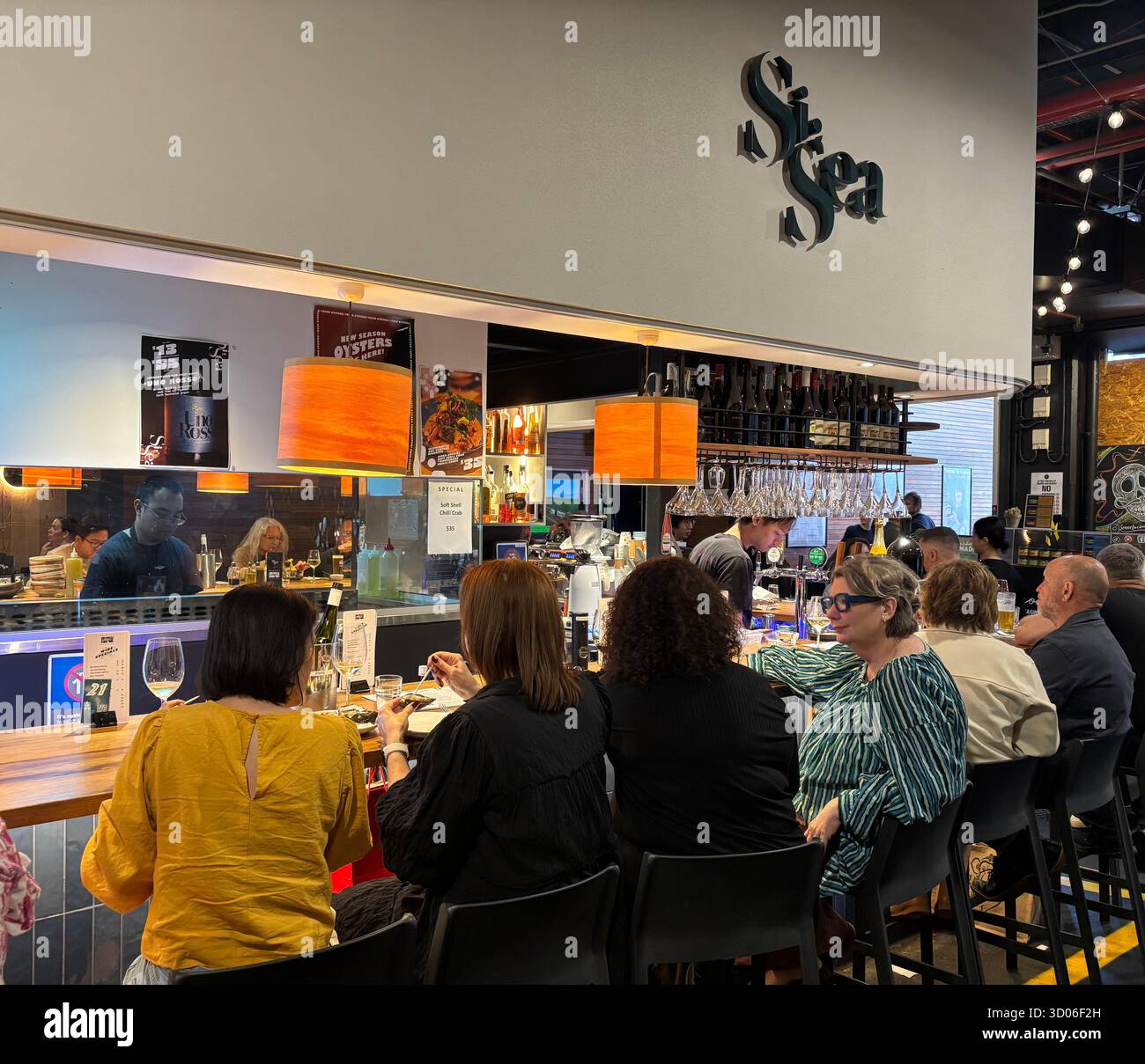 Si Sea, seafood tapas bar, Adelaide Central Markets, South Australia. No MR or PR - Smartphone Captured Stock Image