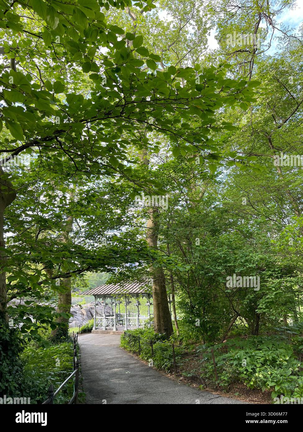 Elegant Ladies Pavilion in Central Park, New York City, gracefully changing with each season. - Smartphone Captured Stock Image