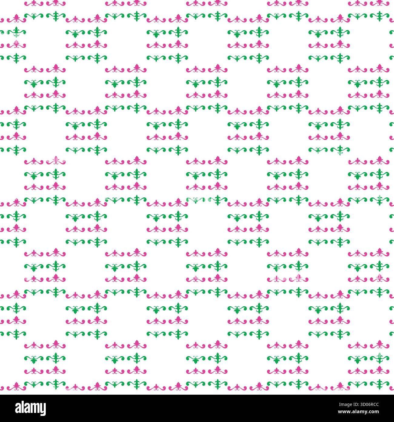 Pattern of green and pink decorative elements Stock Vector