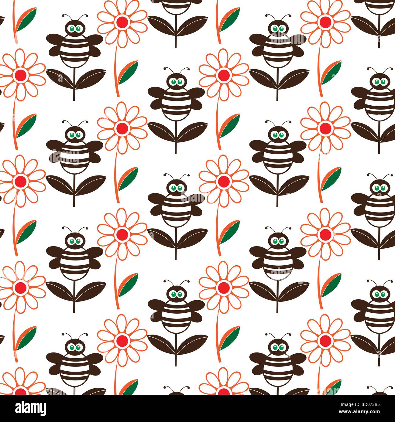 Bee flower pattern Stock Vector