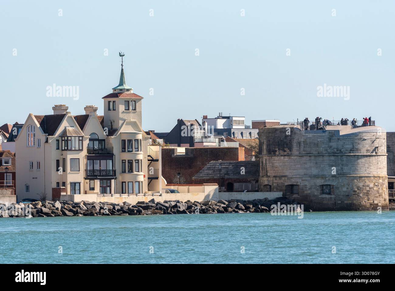 Old Portsmouth England UK. 06.10.2025. Historic buildings along the coastline of Old Portsmouth UK. Stock Photo
