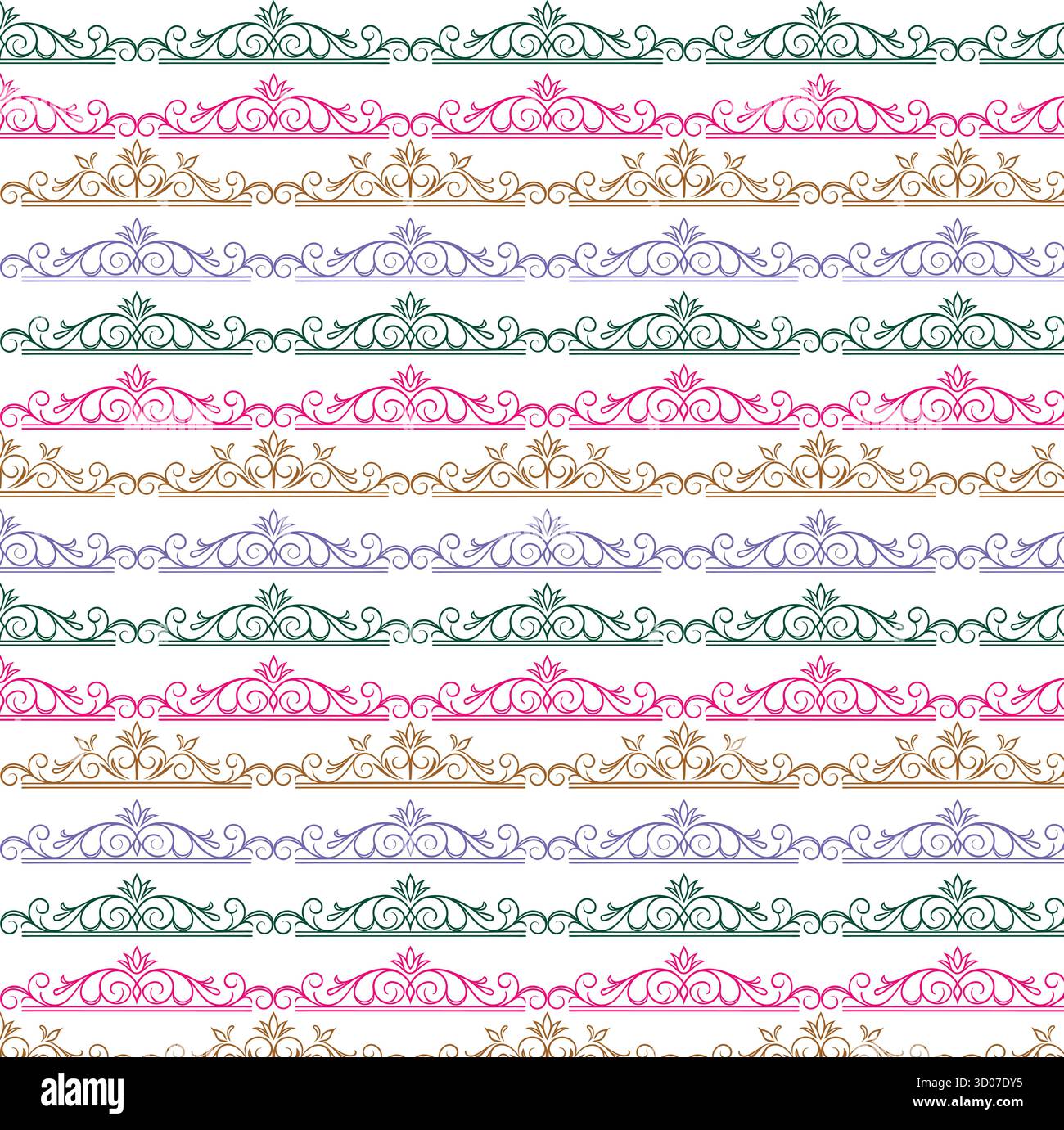 Pattern of ornamental flourish borders Stock Vector