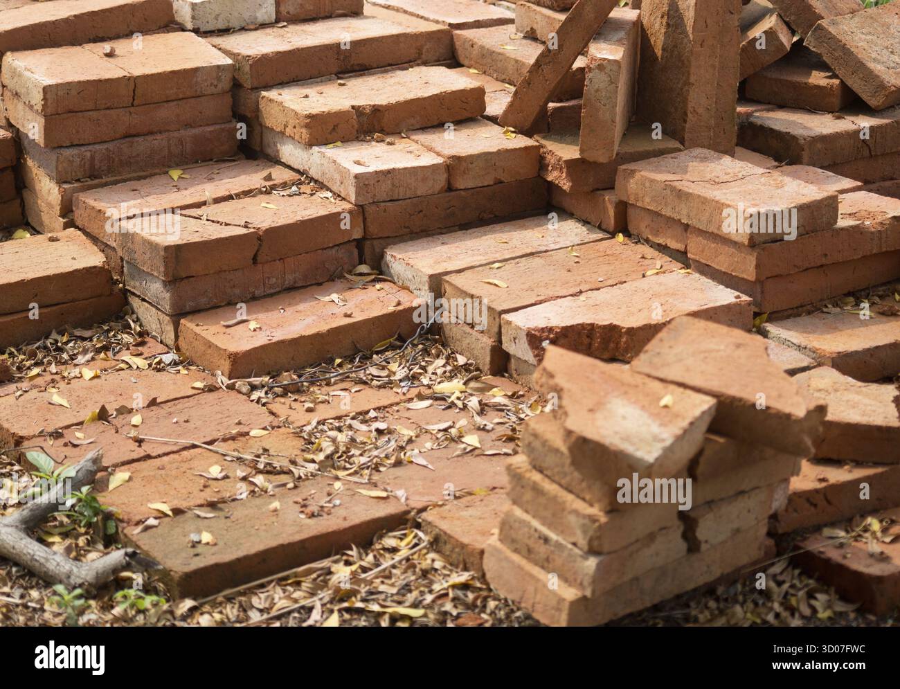 Stack of red bricks Stock Photo
