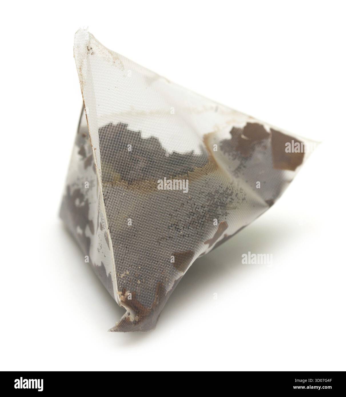 Used tea bag isolated on white background Stock Photo