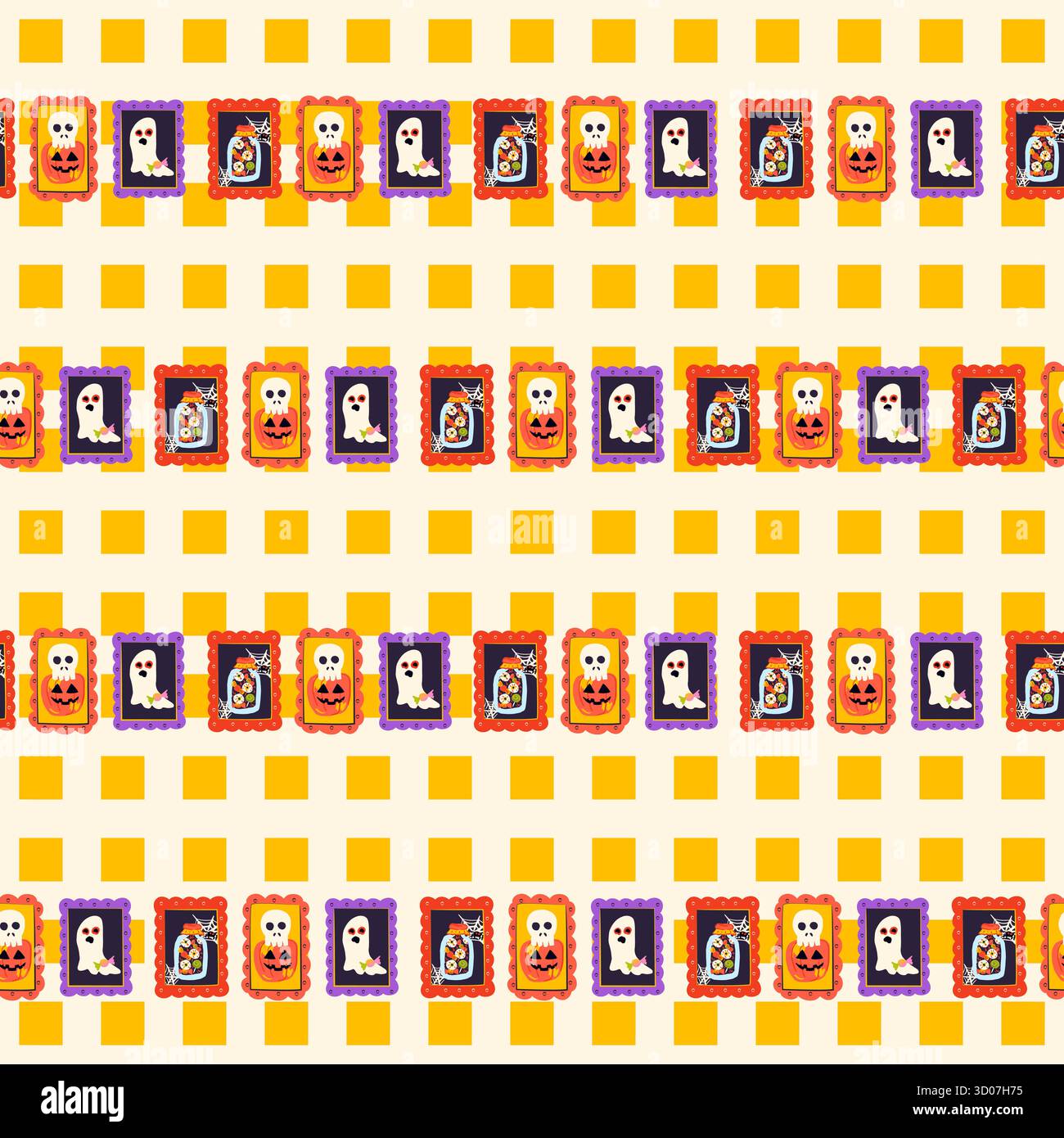 Picture Frame Halloween Seamless Pattern Stock Vector