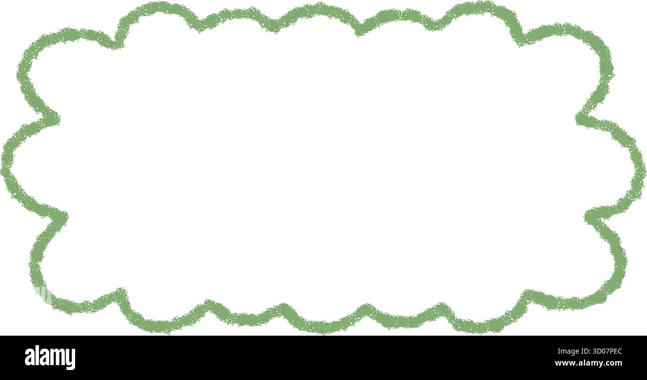 Groovy Crayon Outline Scallop Rectangle Border Stock Vector