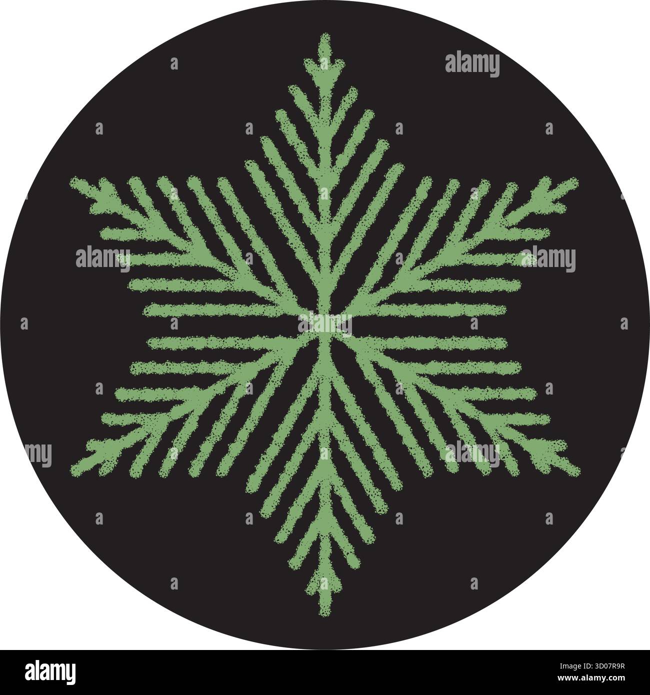 Crayon Snowflake Sticker Black Round Icon Stock Vector