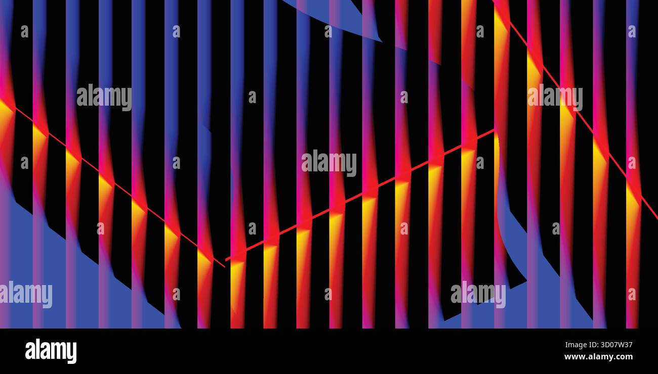 Abstract colorful vertical lines with gradient and dynamic light effects. - Stock Image