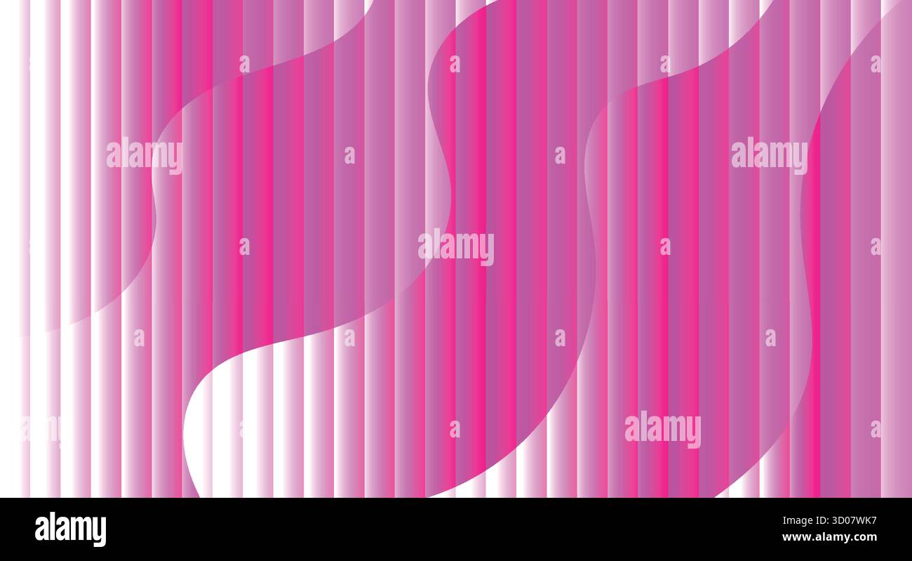 Abstract pink and white vertical lines with flowing wave design. - Stock Image
