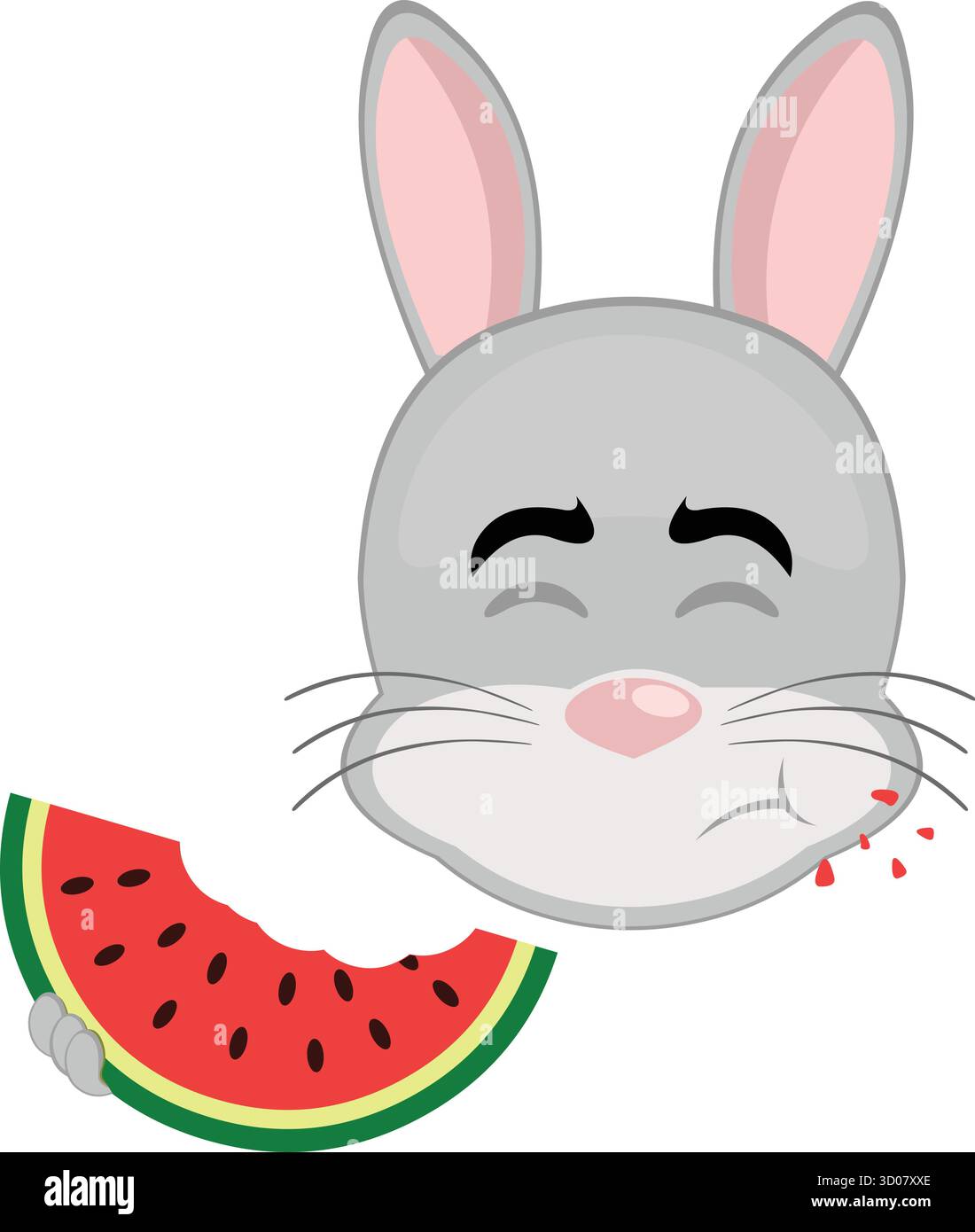 vector illustration emoticon character face rabbit rodent animal eating ...