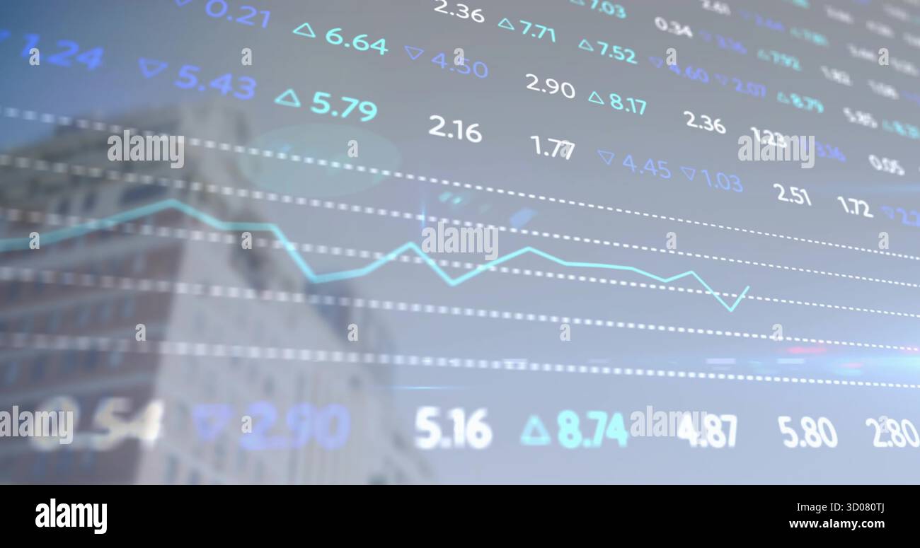 Displaying translucent ticker overlay with line graph and arrows over ...