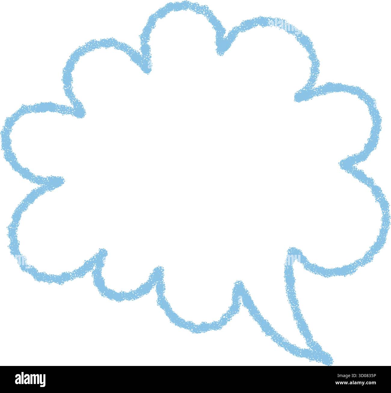Blue Crayon Contour Speech Balloon Cloud Stock Vector