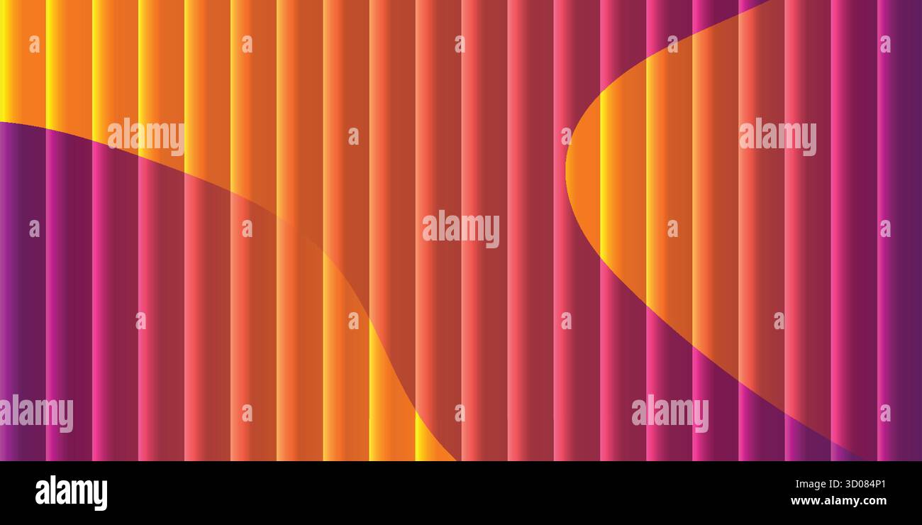 Abstract vibrant background featuring vertical lines and curved color gradients. - Stock Image
