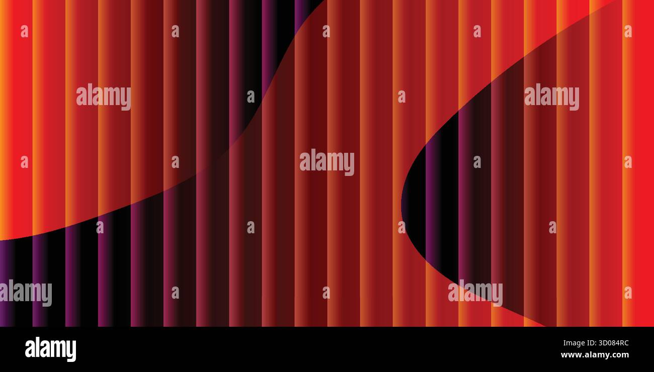 Abstract geometric design with vibrant orange red and dark purple shades. - Stock Image