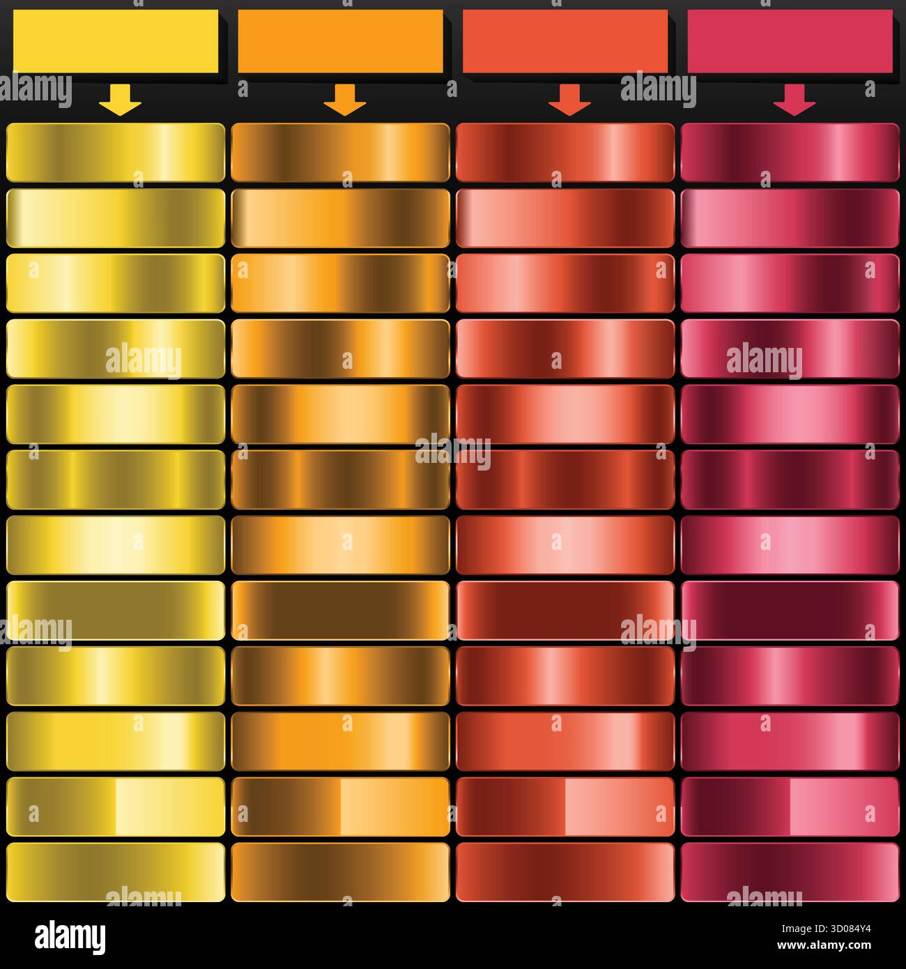 Gold Amber Copper Red and Ruby Rich Gradient Swatches Stock Vector ...